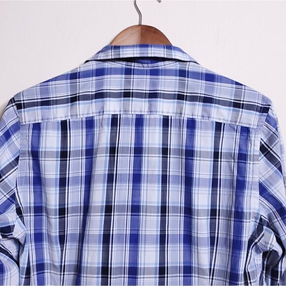 Ted Baker Button Down Top Blue Plaid Size 3 - Picture 8 of 13